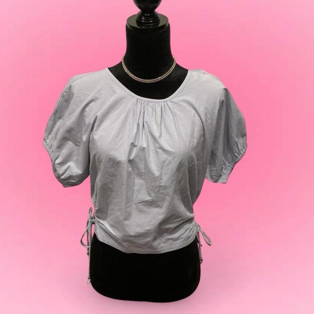🩵Madewell Light Gray Puff Sleeve Blouse
